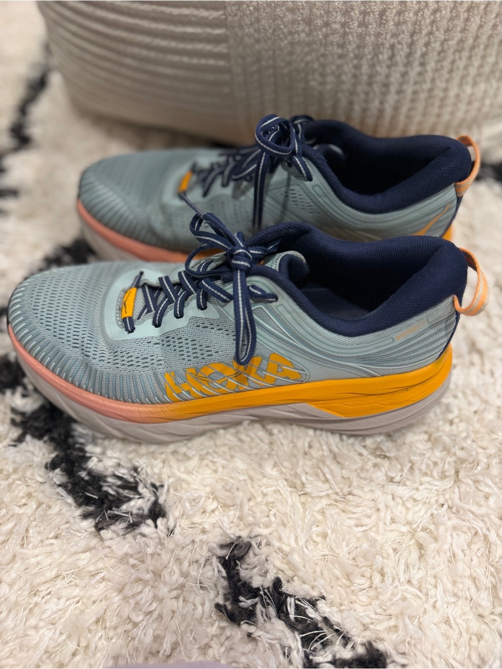 Hoka One One Bondi 7 Blue Haze Black Iris Womens Running Shoes Size 9 - Picture 7 of 14